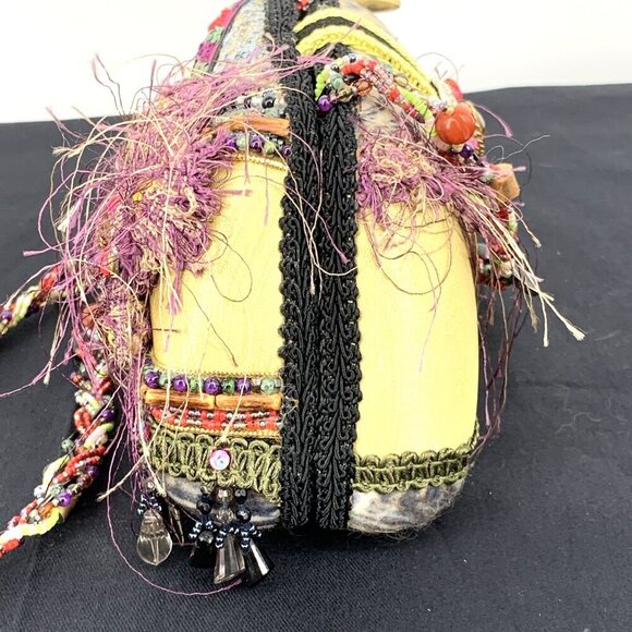 Mary Frances Hardshell Handbag with Beaded Shoulder Strap 8" Vintage - Picture 8 of 12